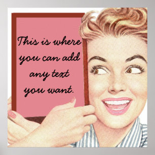 Retro Woman Holding a Sign Poster