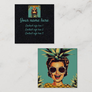 Retro Woman Pineappschwinger Calling Card Quadratische Visitenkarte