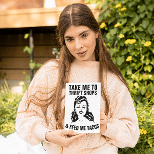 RETRO WOMAN THRIFT SHOPS & TACOS FUNNY Cards Karte