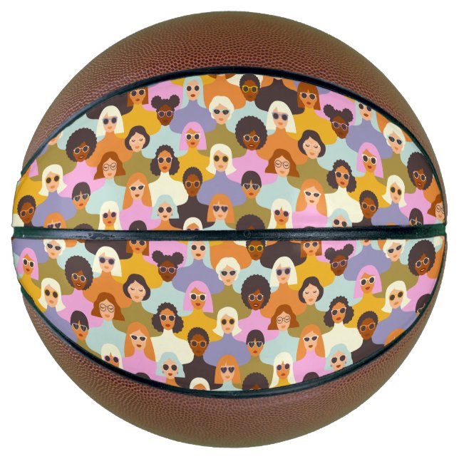 Retro Women of the World Pattern Basketball (Vorderseite)