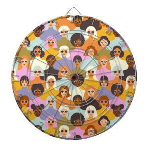 Retro Women of the World Pattern Dartscheibe