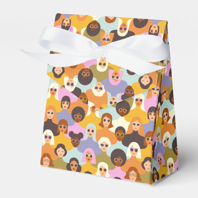 Retro Women of the World Pattern Geschenkschachtel (Vorderseite)