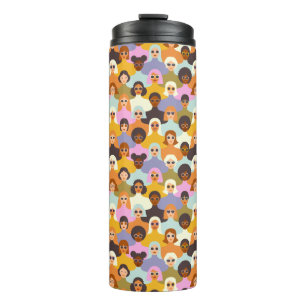 Retro Women of the World Pattern Thermosbecher