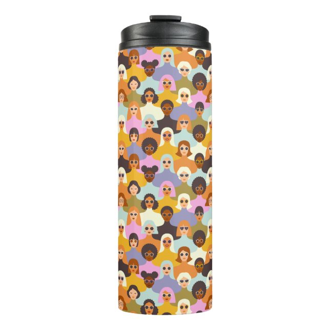 Retro Women of the World Pattern Thermosbecher (Vorderseite)