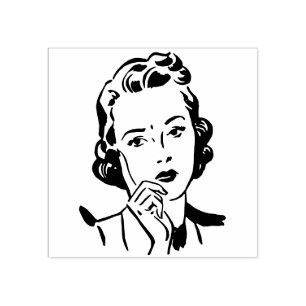 Retro Women Vintag Comic Cartoon Art Gummistempel