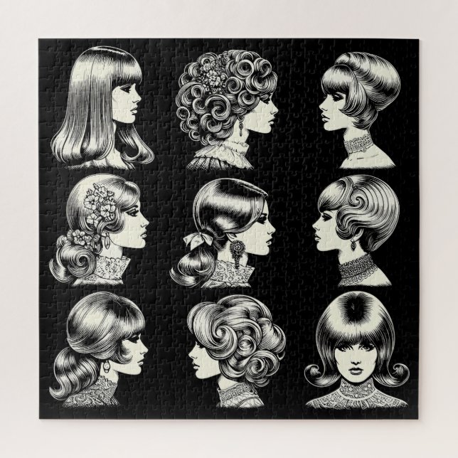 Retro Women's Hairstyles Boho Vintag Cool Puzzle (Vertikal)