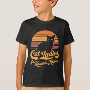 Retro Womens Kamala Harris Cat Lady T-Shirt