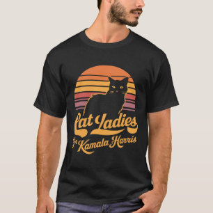 Retro Womens Kamala Harris Cat Lady T-Shirt