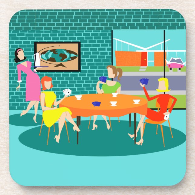 Retro Women's Weekly Card Game Cork Untersetzer (Vorderseite)