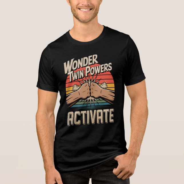 Retro Wonder Twin Power Aktiviert Stilftzähler Tri-Blend Shirt (Vorderseite)