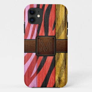 Retro Wood Brown Leather Look Case-Mate iPhone Hülle