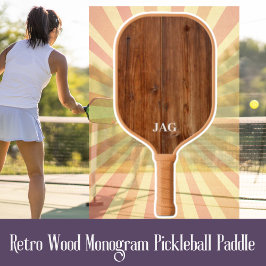 Retro Wood Monogramm Pickleball Schläger