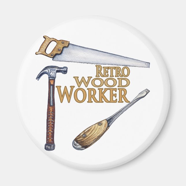Retro Wood Worker Magnet (Vorne)