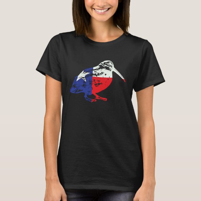 Retro Woodcock Hunter Texas Flag Bogsucker Hokumpo T-Shirt (Vorderseite)