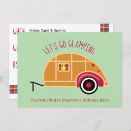 Retro Woodie Teardrop Camper Glamping Einladung