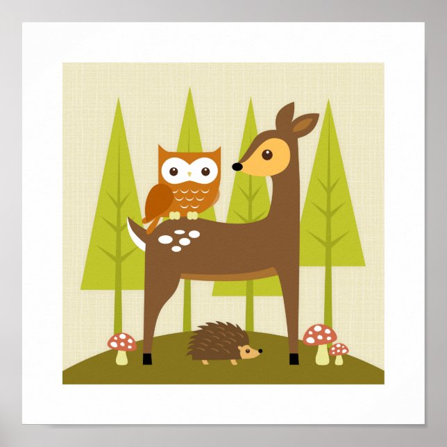Retro Woodland Poster Print (Vorne)