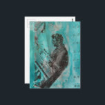 Retro Woodworking Man on a Blue Background Postkarte<br><div class="desc">A random collage of vintage textbook papers and a vintage woodworking image from a book from 1950 with a blue background</div>