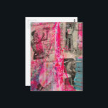 Retro Working Men on a Pink Background Postkarte<br><div class="desc">A random collage of vintage textbook papers and a vintage woodworking images from a book from 1950 with a hot pink background</div>