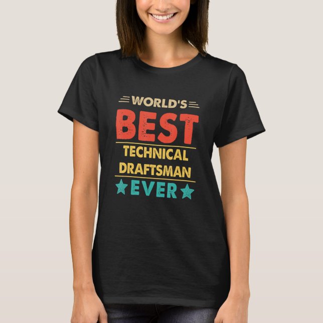 Retro World's bester technischer Verfasser T-Shirt (Vorderseite)