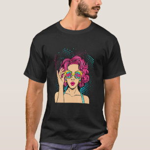 Retro Wow Glass Berühmt Lila Pink 60's 70's 80's T-Shirt