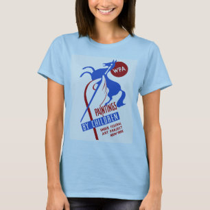 Retro-WPA-Kunstprojekt-Handzeichnung Pferd T-Shirt