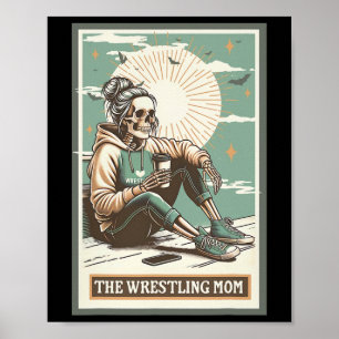 Retro-Wrestling-Mutter-Tarotkarte-Skelett-Mama-Mut Poster