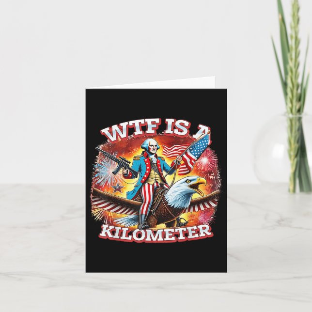 Retro Wtf ist ein Kilometer feiner Patriotikamerik Karte (Vorderseite)