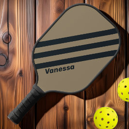 Retro Wüste Drei Streifen mit Namen Pickleball Schläger