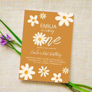 Retro Wüste Tag 1. Geburtstag Party staubig gelb Einladung