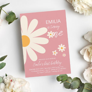 Retro Wüste Tag 1. Geburtstag Party staubig pink Einladung