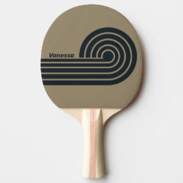 Retro-Wüsten-Doppel-Curl-Streifen mit Namen Tischtennis Schläger