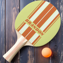 Retro-Wüsten-Kaktus-Bretterstreifen mit Namen Tischtennis Schläger