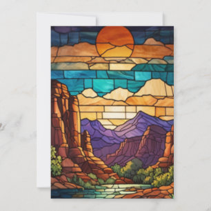 Retro-Wüsten-Szene Sedona Berge Glasmalerei Einladung