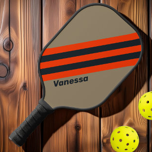 Retro Wüsten-Wiesen-Streifen mit Namen Pickleball Schläger
