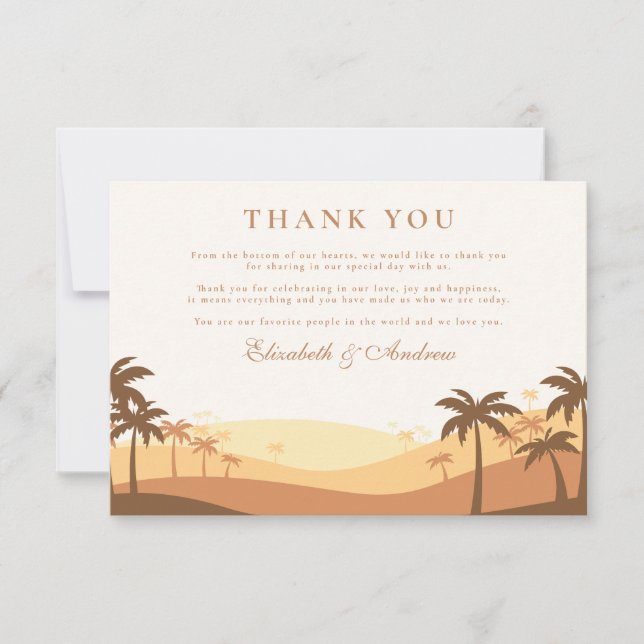 Retro-Wüstenhochzeit Dankeskarte (Vorderseite)