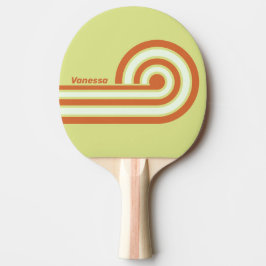 Retro-Wüstenkaktus-Curl-Streifen mit Namen Tischtennis Schläger