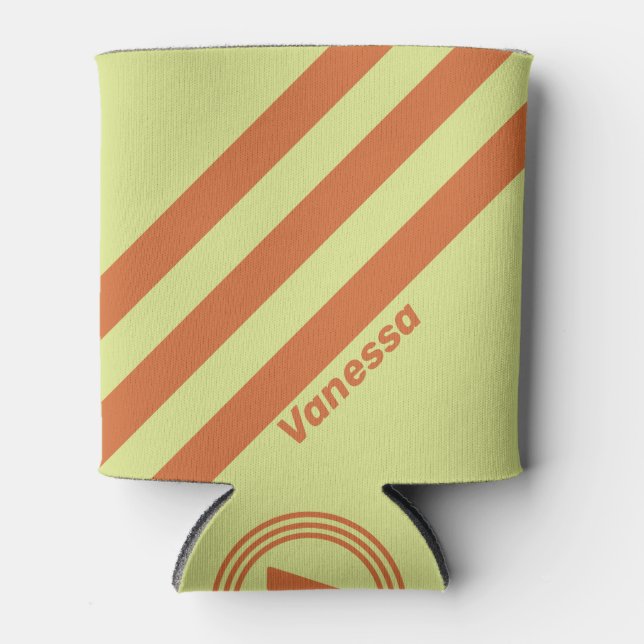 Retro Wüstenkaktus Drei Streifen mit Namen Dosenkühler (Vorderseite)