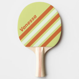 Retro Wüstenkaktus Schrägstreifen mit Namen Tischtennis Schläger