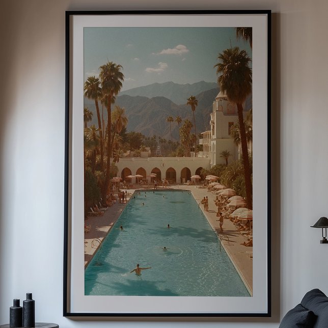 Retro-Wüstenoase: Palmsprings-Poolblase Poster (Von Creator hochgeladen)