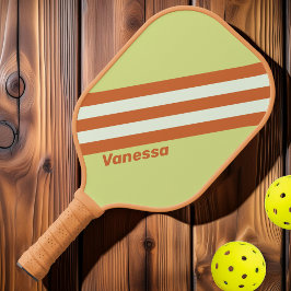 Retro Wüstenpfeifen Streifen mit Namen Pickleball Schläger