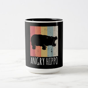 Retro wütendes Nilpferd - Vintage Hippopotamus Zweifarbige Tasse