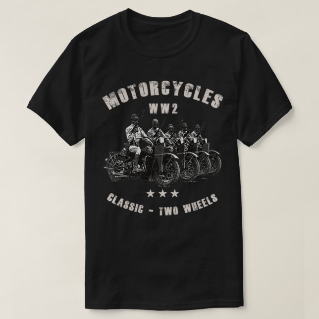 Retro WWII Classic Motorcycle WW2  T-Shirt (Design vorne)