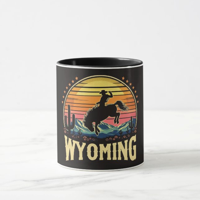 Retro Wyoming Cowboy Tasse (Zentrum)
