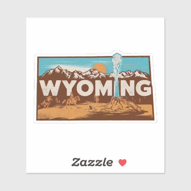 Retro Wyoming Staat Autoaufkleber Aufkleber (Blatt)