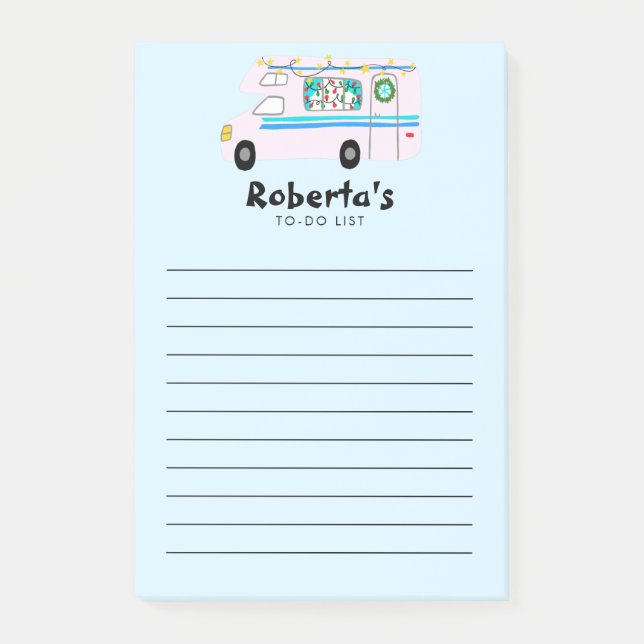 Retro Xmas Camper RV Lebensmittelgeschäft - Liste Post-it Klebezettel (Vorderseite)