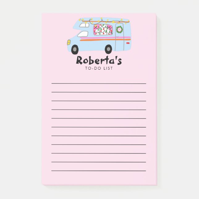 Retro Xmas Camper RV Lebensmittelgeschäft - Liste Post-it Klebezettel (Vorderseite)