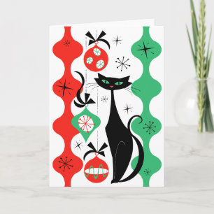 Retro Xmas Cat Holiday Card Feiertagskarte