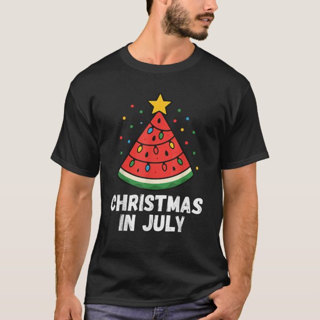 Retro Xmas Tree Watermelon Beach Summer Christmas  T-Shirt (Vorderseite)