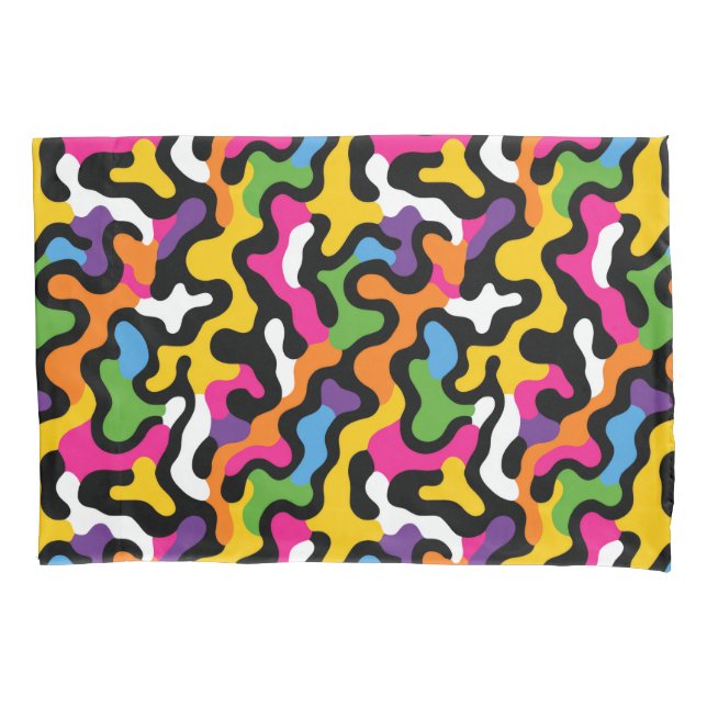 Retro y2k Ästhetik Funky Wirbel Farblich Abstrakt Kissenbezug (Vorderseite)