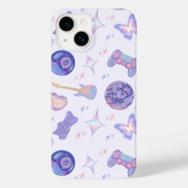 Retro Y2K Kitsch Lavendel Disco Ball Gamer Muster Case-Mate iPhone 14 Hülle